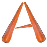 Raw carrots in the shape of the letter A