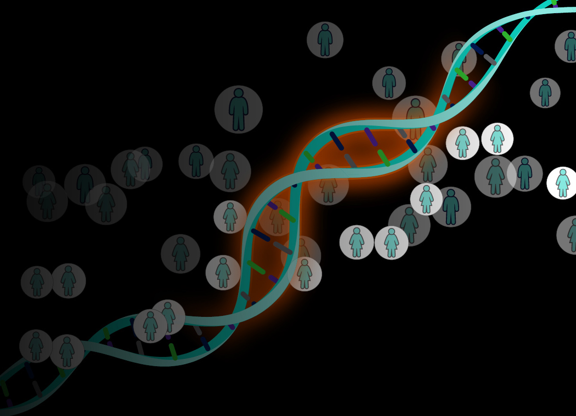 DNA double helix with people (icons)