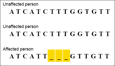 CLUSTAL alignment of DNA Sequences from portion of the gene associated with cystic fibrosis