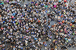Aerial shot of a large group of people
