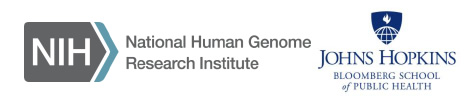 NHGRI and Johns Hopkins Bloomberg School of Public Health (logos)