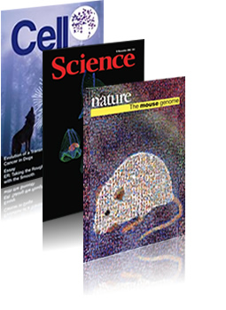Covers of Nature, Science, Cell magazines