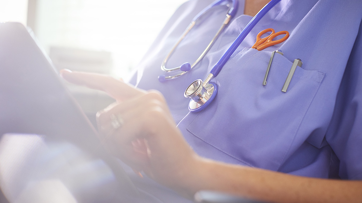 Nurse Learning with Stethoscope