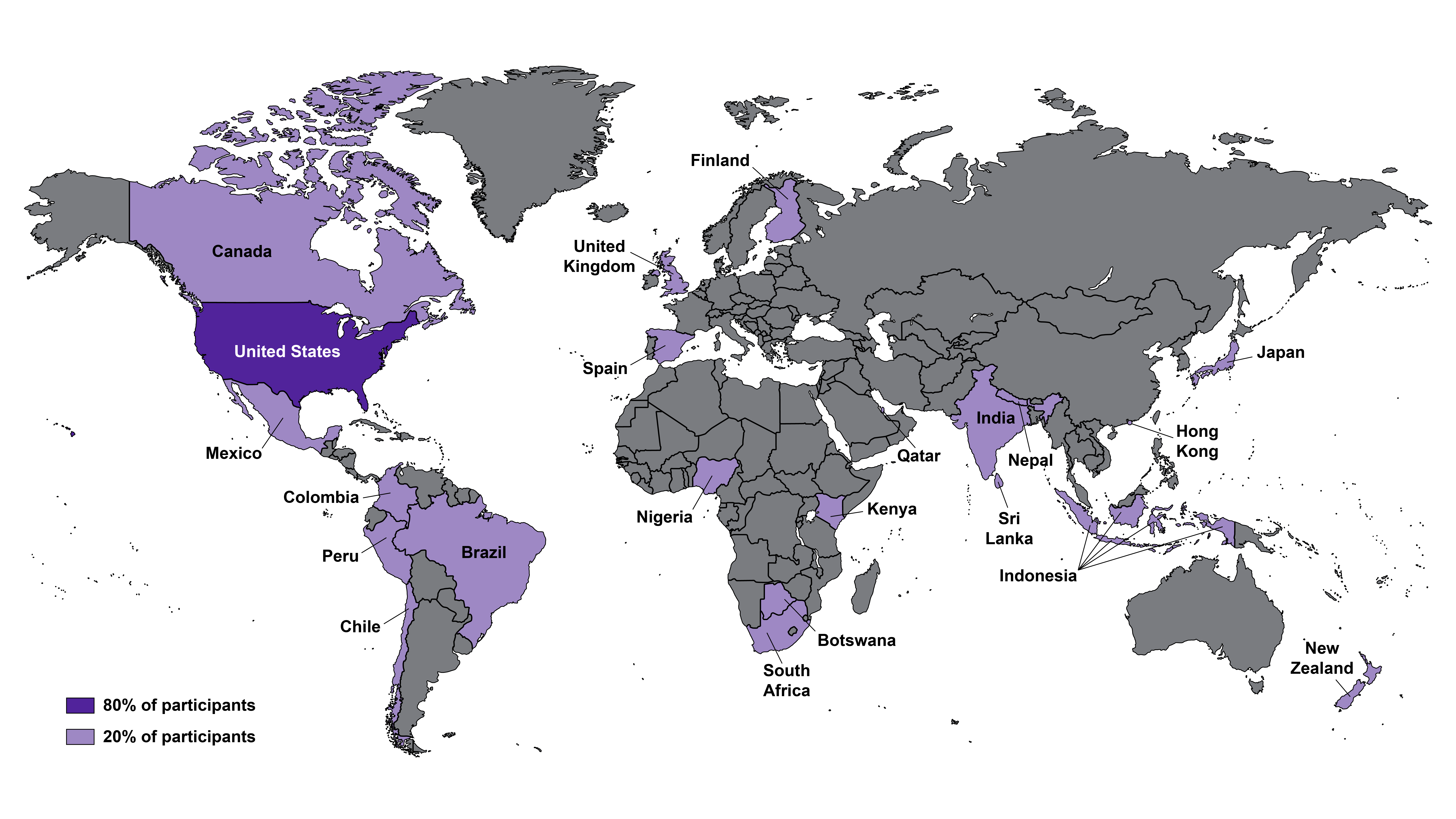 world map highlighting 22 countries participating in Healthcare Professionals' Genomics Education Week 2023