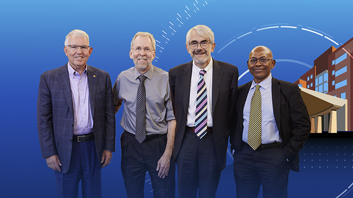 From left to right: (Past Scientific Directors): Jeffrey Trent, Eric Green, Dan Kastner. Current Scientific Director:Charles Rotimi.