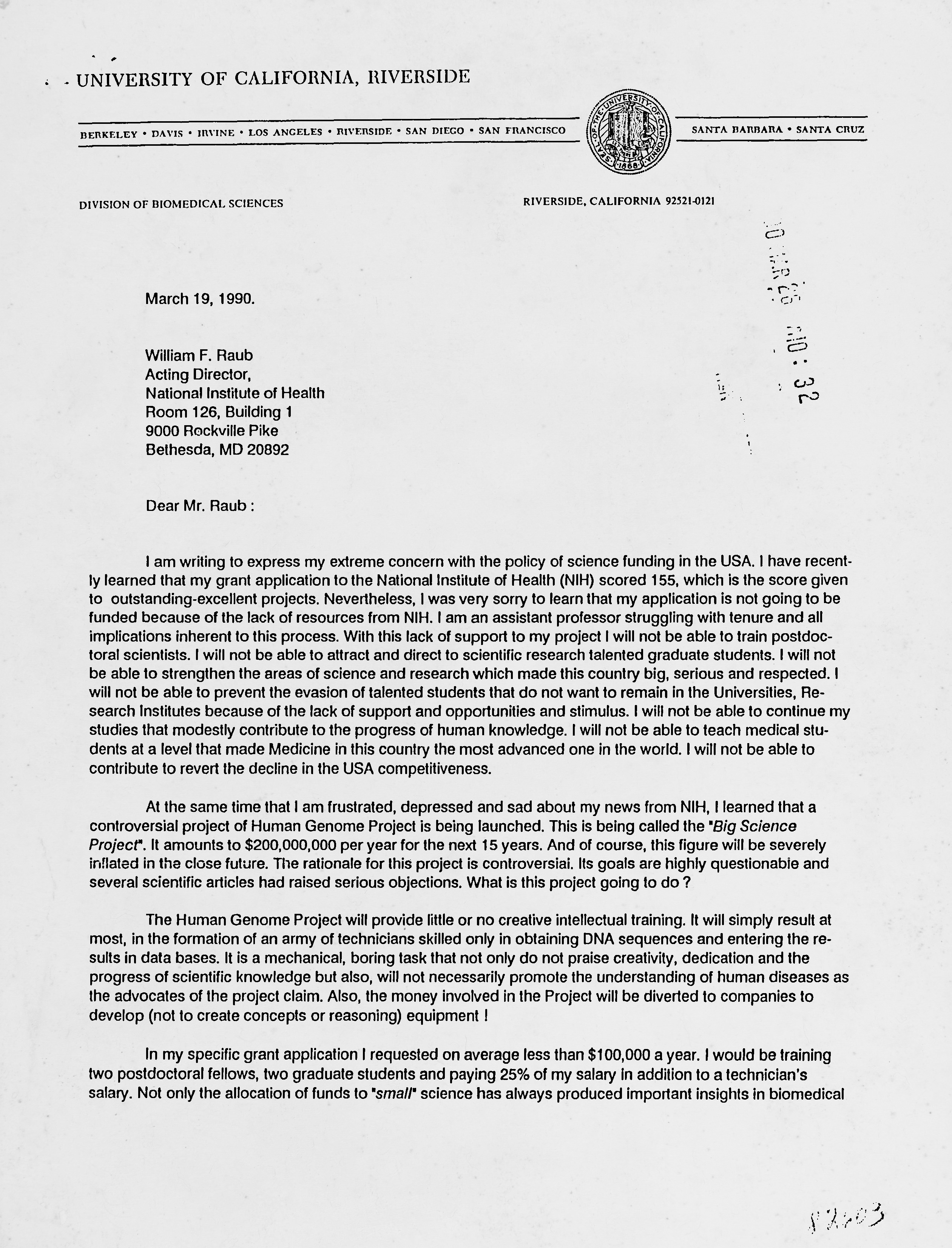 Anti-HGP Letter from Samuel Cuckierman