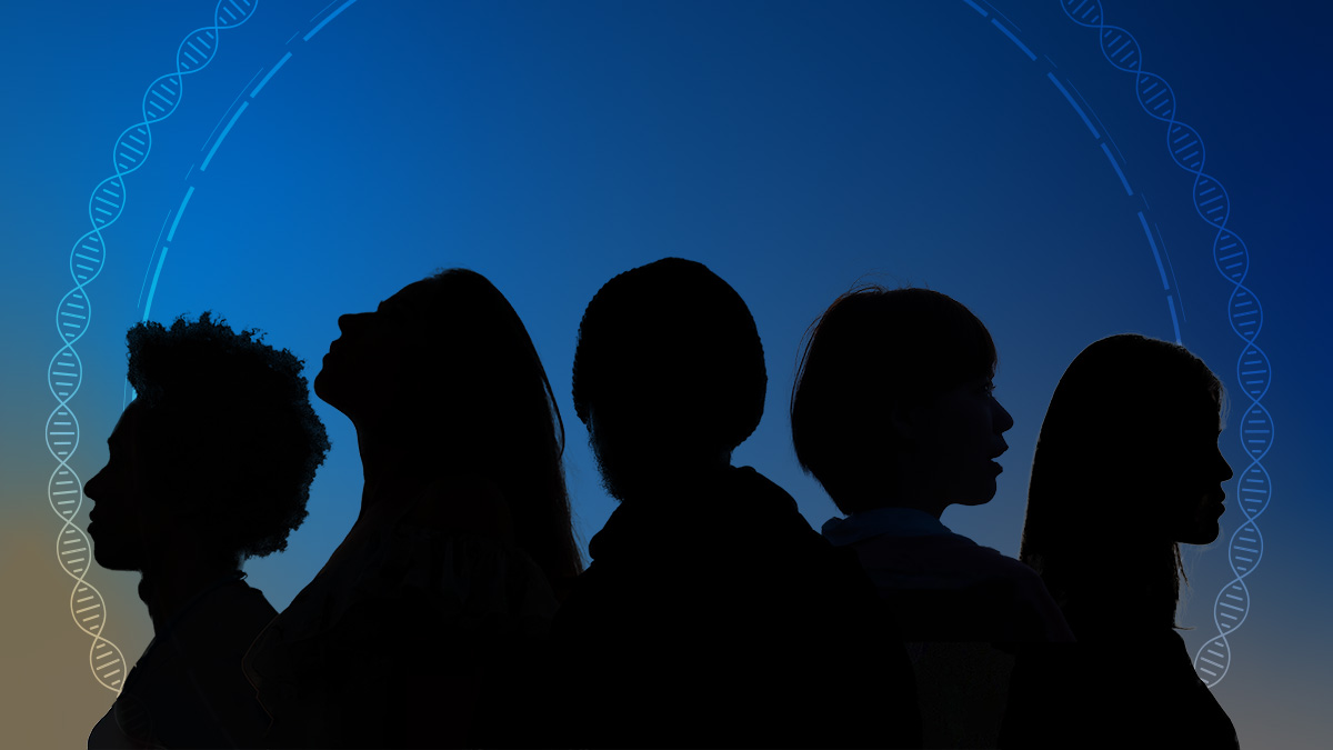 Silhouette of diverse group of people