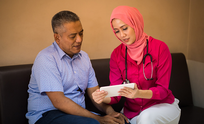 Physician with a patient