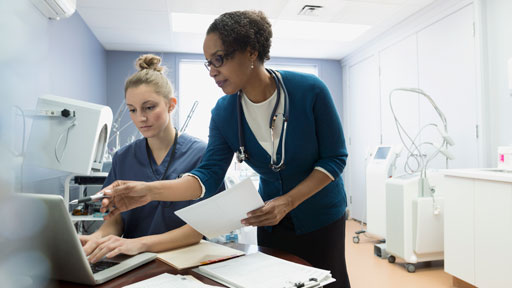 Health professionals in clinic