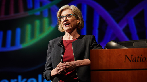 Woman talking at podium