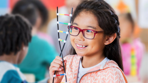 Girl holding double helix