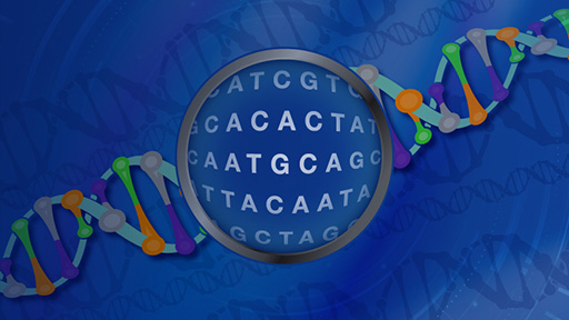 DNA with magnifying glass