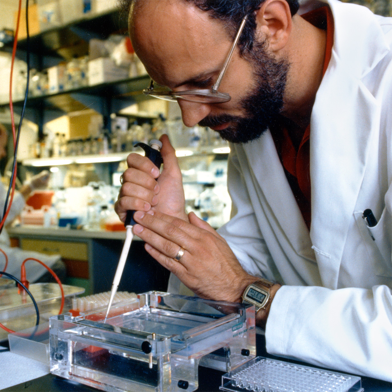 Researcher pipetting a DNA sample